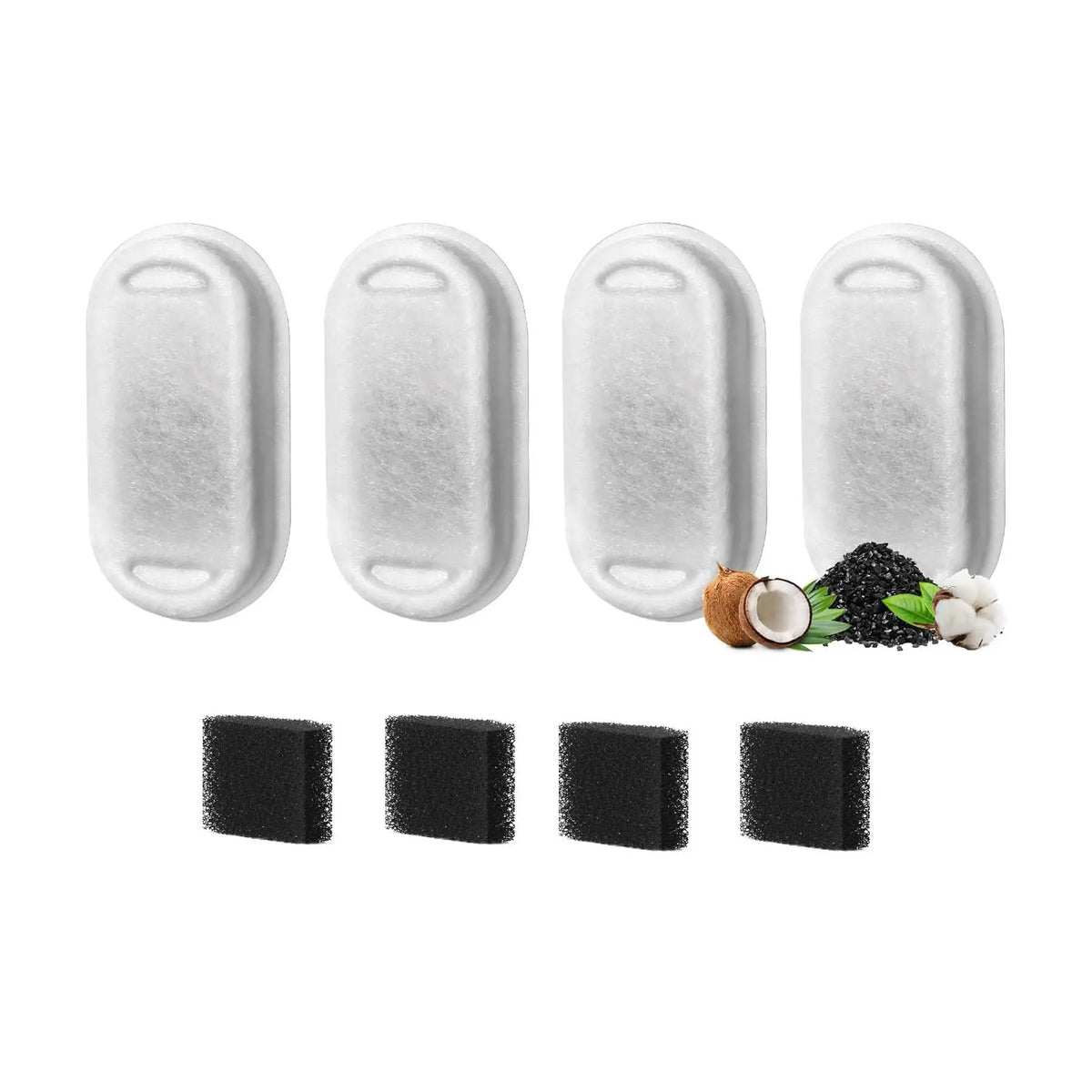 AdTec white non-woven fabric pet water dispenser filter elements, four-piece set