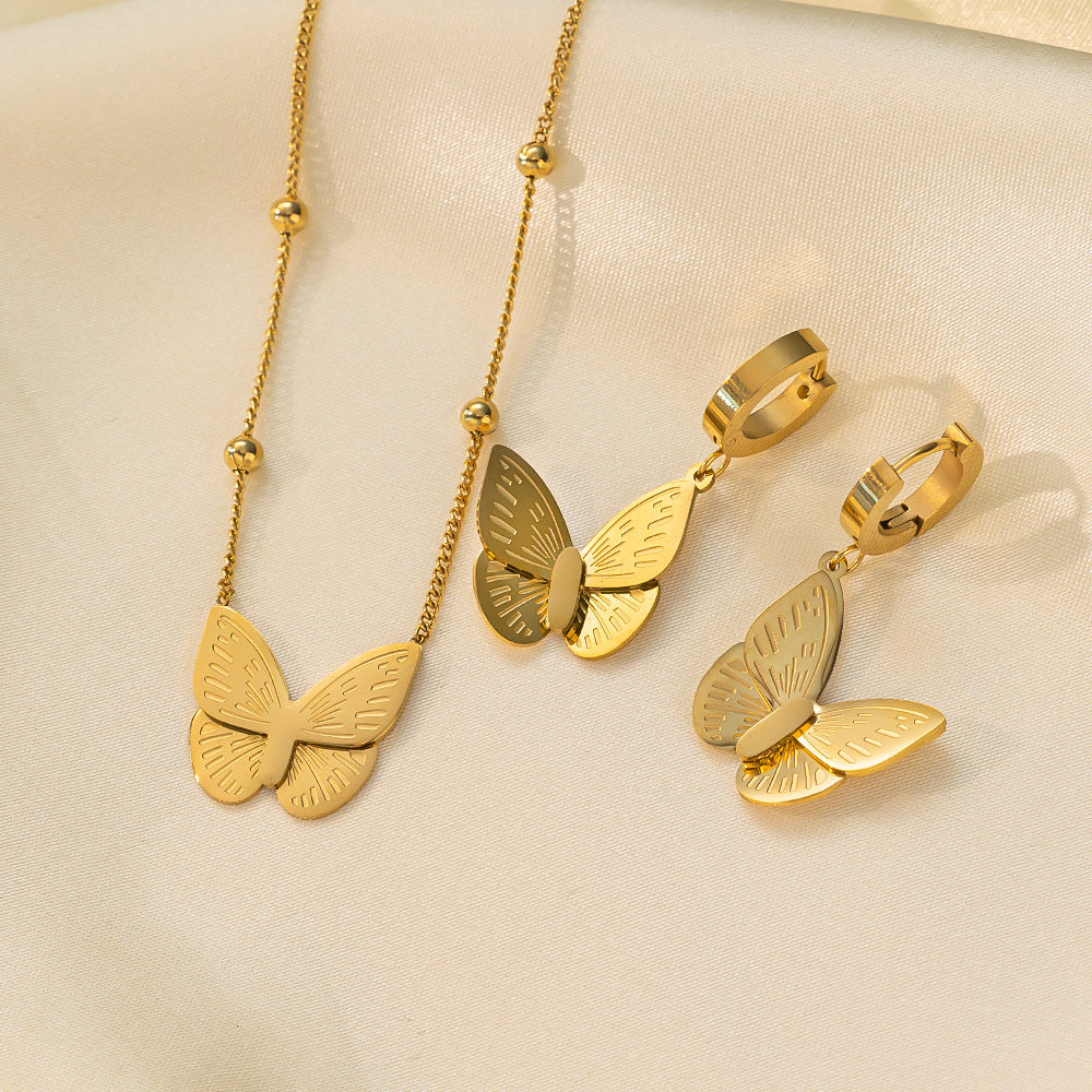 Juego de joyas de acero inoxidable para mujer: collar y pendientes
