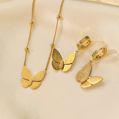 Boucles d'oreilles Collier en acier inoxydable Ensemble de bijoux pour femmes