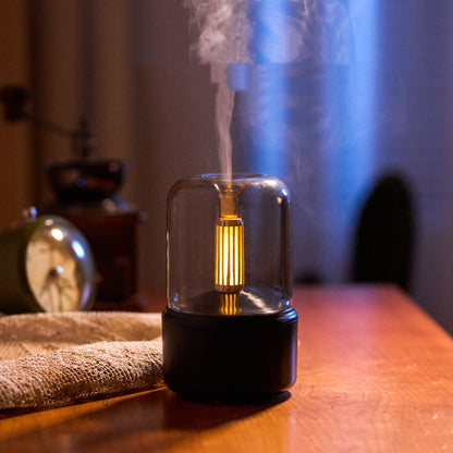 Humidificateur d'Ambiance Lumière Bougie Diffuseur d'Arômes Portable