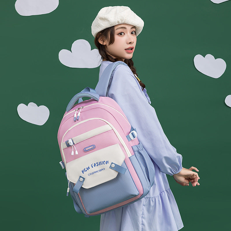 Nouveau Sac d'école d'étudiant Sac à dos de couleur contrastée coloré