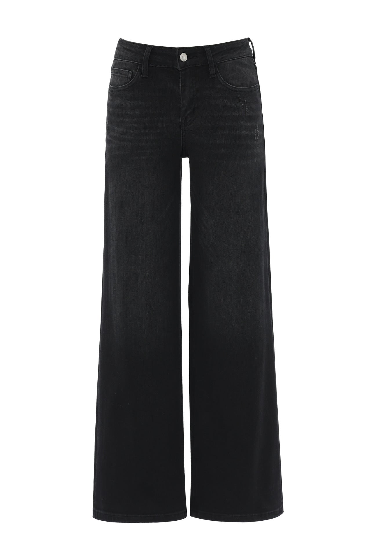 Jeans de mezclilla rectos de pierna ancha, de tiro medio a bajo, alta elasticidad, suaves y levanta glúteos