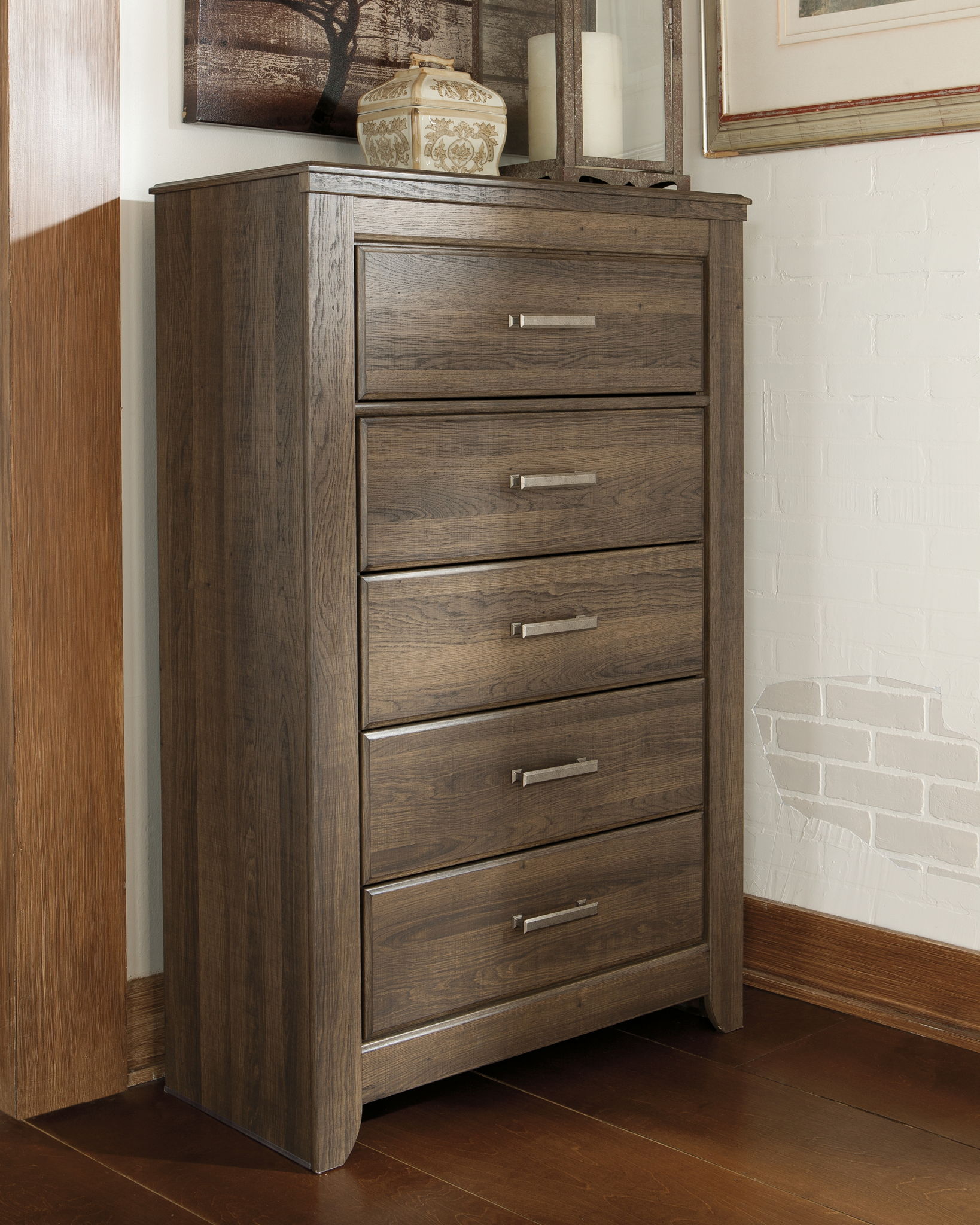 Signature Design by Ashley Dark Brown 5 Drawer Chest Juararo Accent Chest Furniture-2