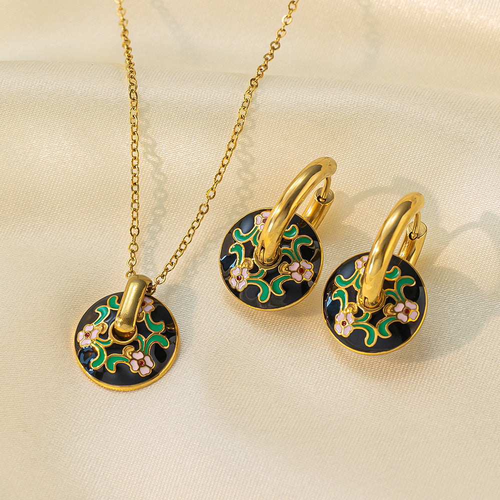 Juego de joyas de acero inoxidable para mujer: collar y pendientes
