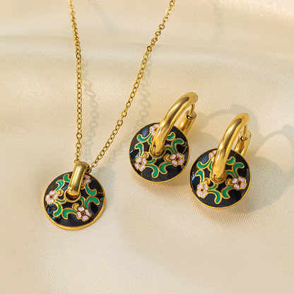 Boucles d'oreilles Collier en acier inoxydable Ensemble de bijoux pour femmes