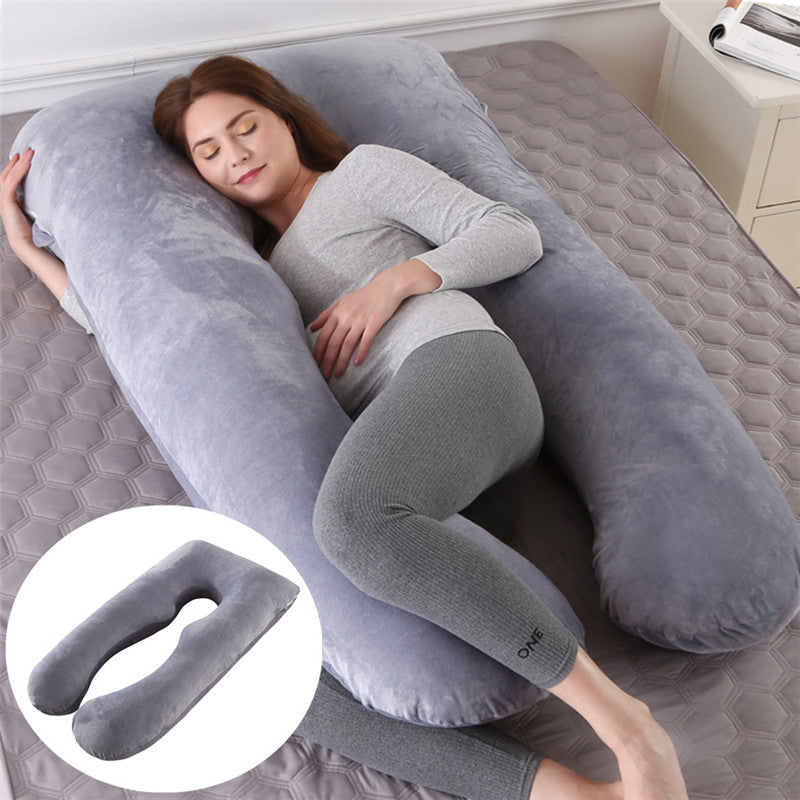 Almohada de soporte para dormir de verano para mujeres embarazadas, almohadas de maternidad en forma de U, seda helada para el embarazo