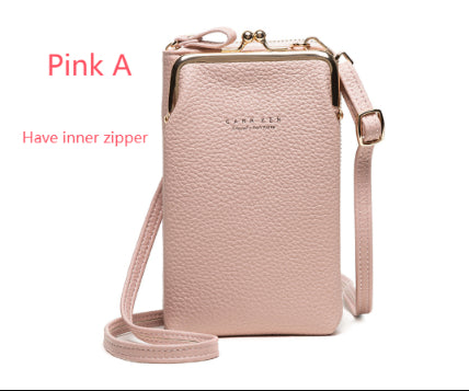 Bolso de Hombro Diagonal de Color Sólido con Patrón Lichi a la Moda