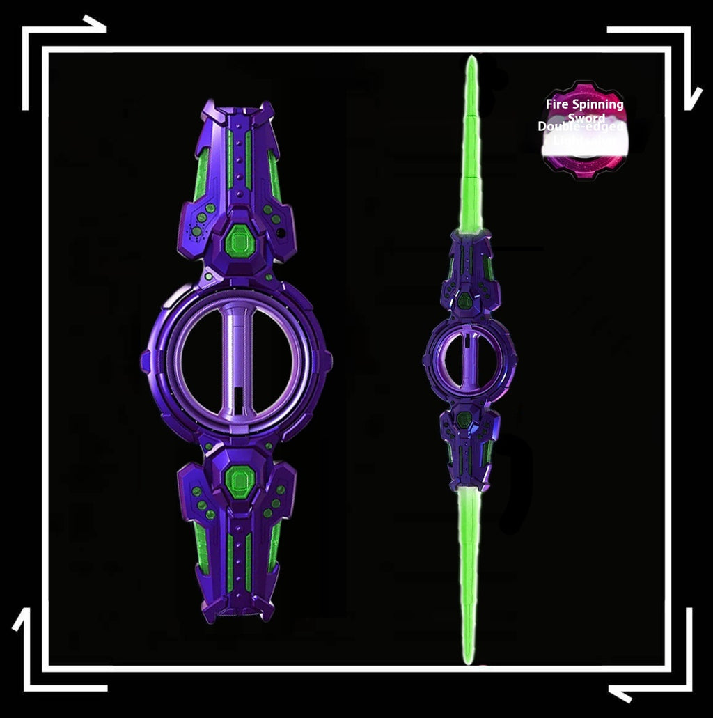 Fire Spinning Sword Double Blade Telescopic War Bearing Rotating Cool Luminous Toy