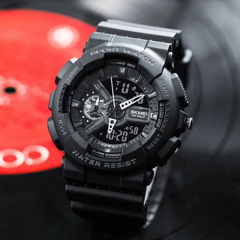 Reloj electrónico deportivo clásico negro y dorado con doble pantalla para estudiantes, reloj para adolescentes, niños y niñas
