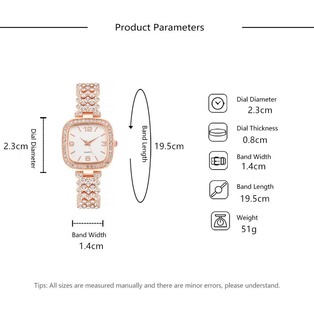 Ensemble deux pièces bracelet et montre diamant pour femme