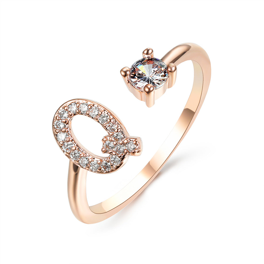 Anillo ajustable de nuevo diseño con 26 letras iniciales, joyería de moda para mujer, joyería simple y elegante