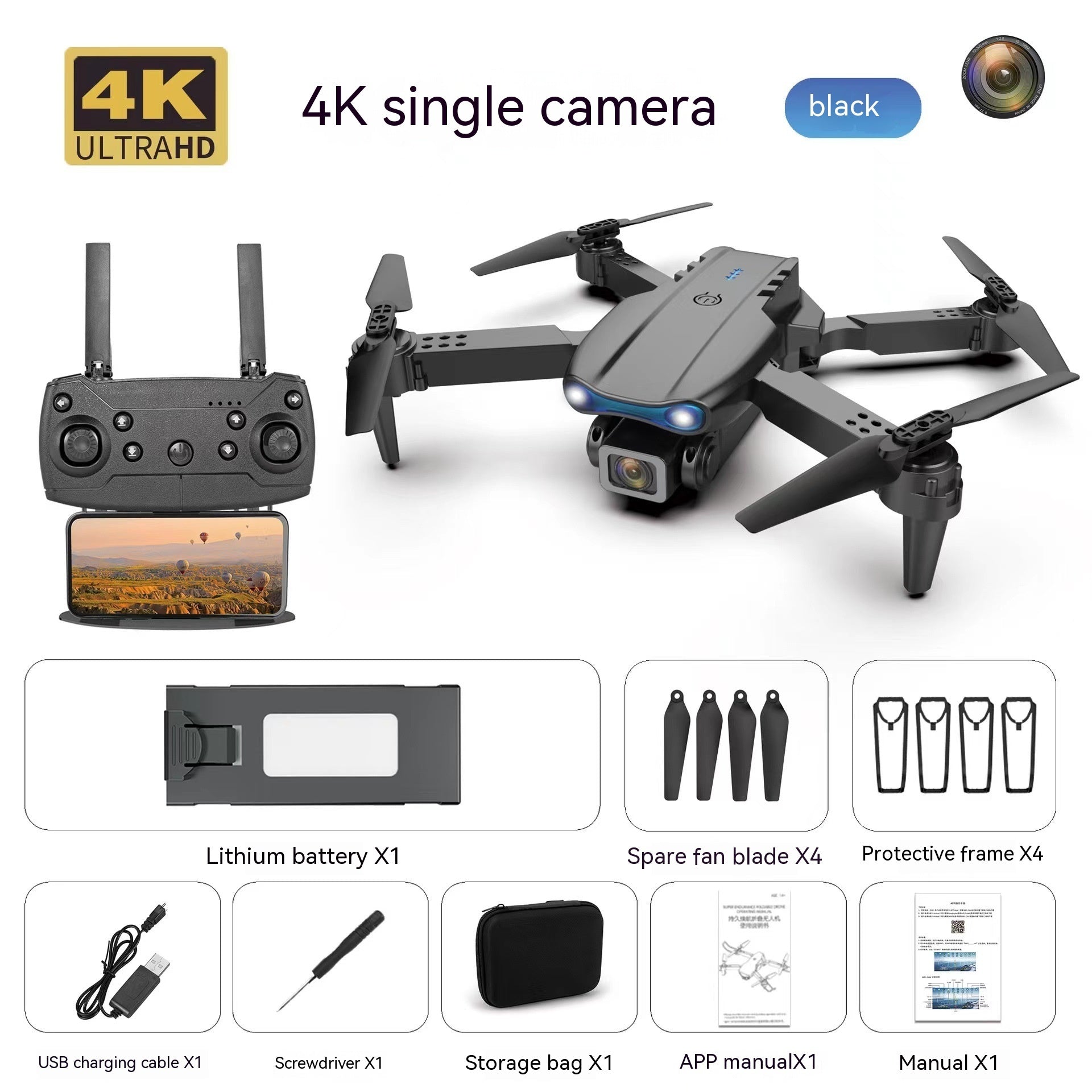 Dron aéreo E99pro con cámara dual 4K de alta definición y triple cámara