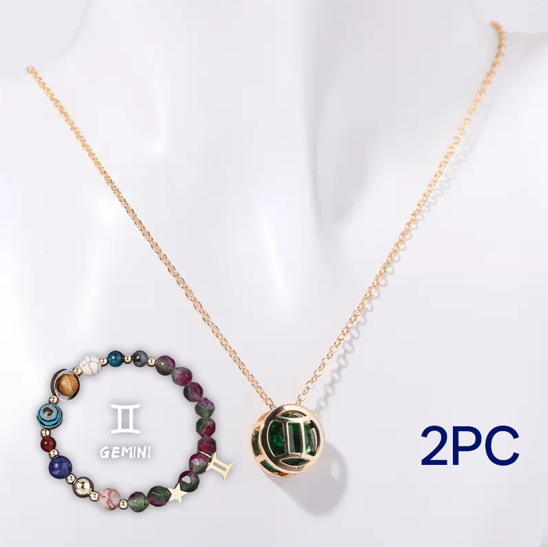 Parure de collier et bracelet en perles de pierre naturelle