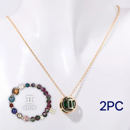 Parure de collier et bracelet en perles de pierre naturelle