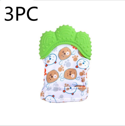 Anneau de dentition pour bébé, gants molaires en silicone anti-morsure, jouets sonores pour enfants