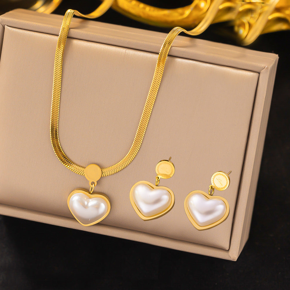 Juego de joyas de acero inoxidable para mujer: collar y pendientes