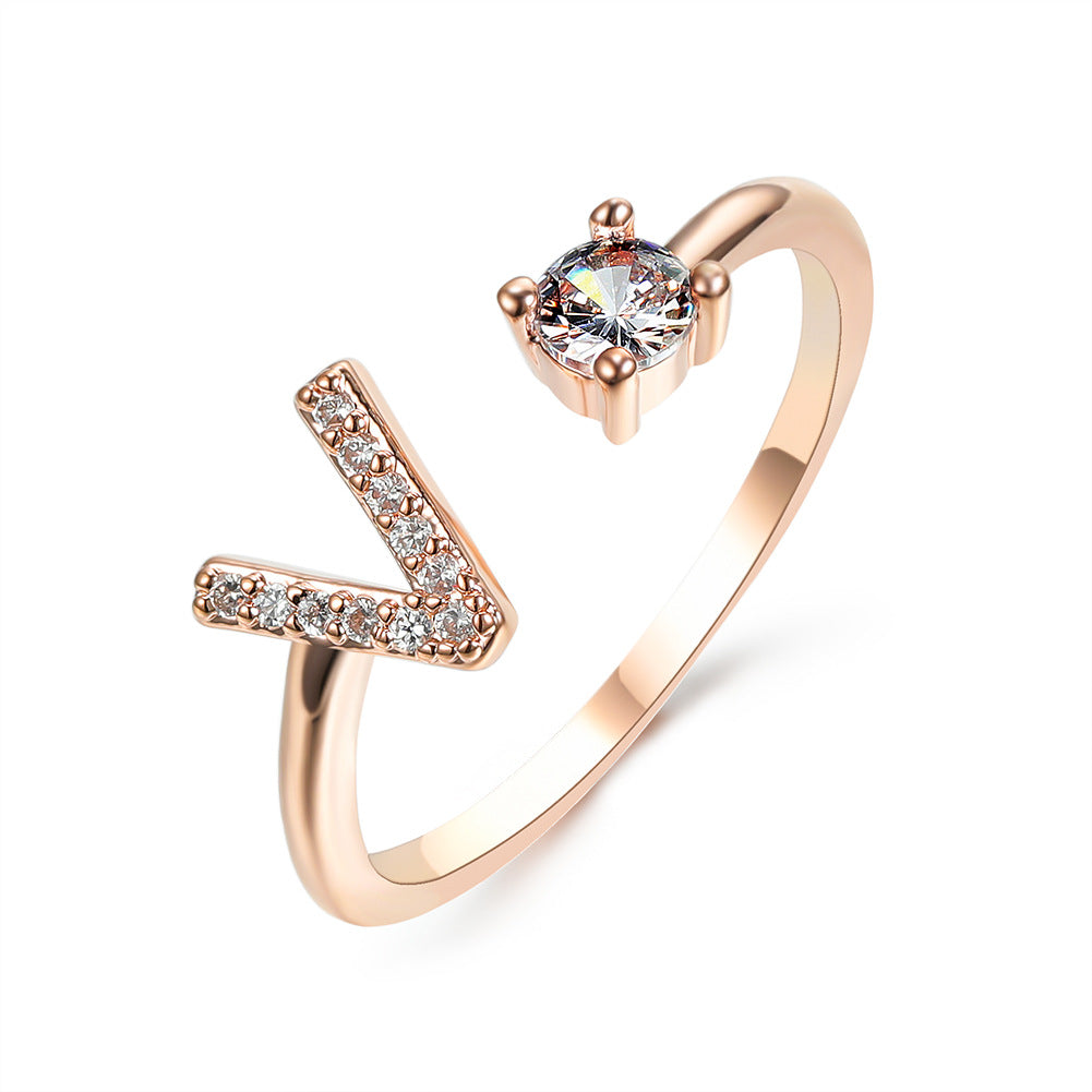 Anillo ajustable de nuevo diseño con 26 letras iniciales, joyería de moda para mujer, joyería simple y elegante