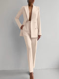 Trajes casuales de moda con chaqueta de manga larga y un solo botón, y pantalones pitillo para mujer