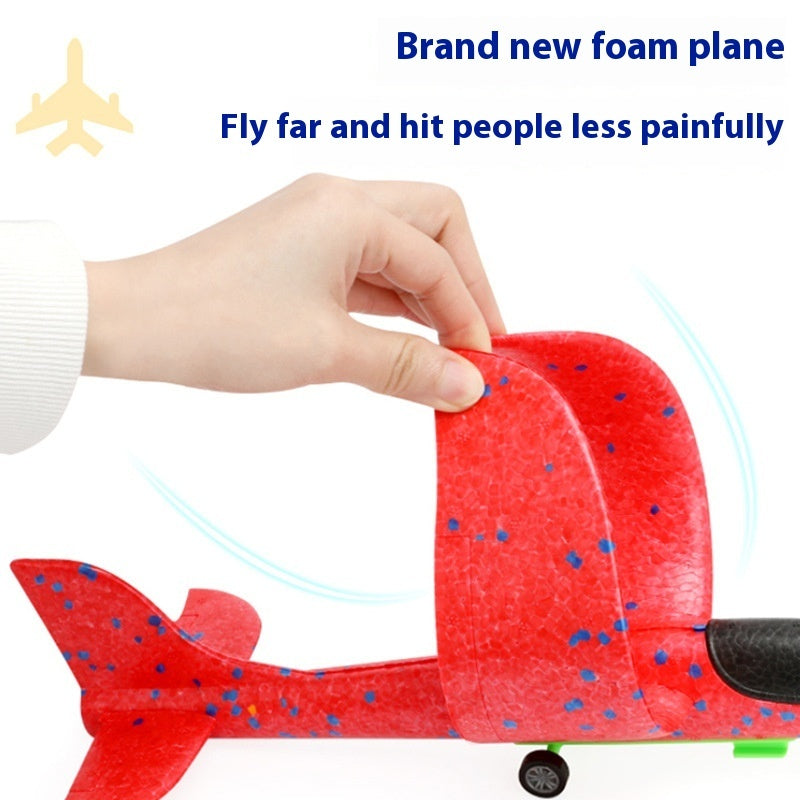 Juguete de pistola lanzador de avión de burbujas tipo catapulta para niños al aire libre