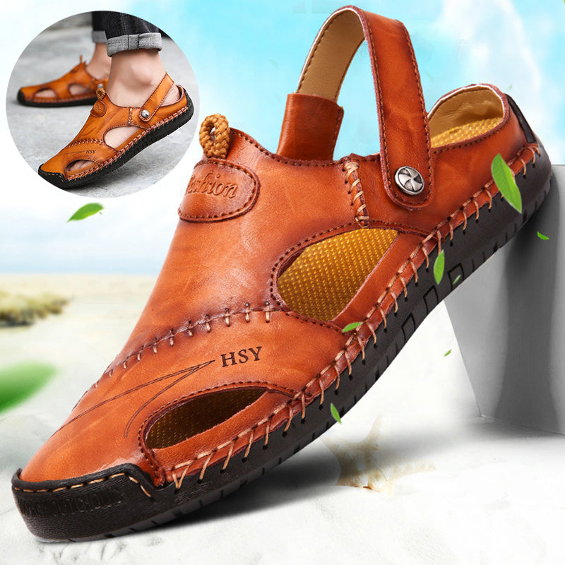Sandales fermées pour hommes - Chaussons d'été ajustables - Tongs de plage à la mode