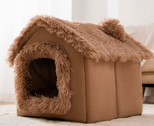 Casa de perro plegable Cama para mascotas Gato de invierno Villa para perros Cama para dormir extraíble Nido Cálido Cueva cerrada Sofá Suministros para mascotas