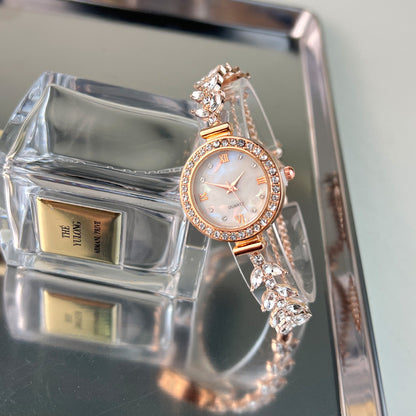 Affordable Luxury Diamond-embedded Free Adjustable Bracelet Quartz Watch