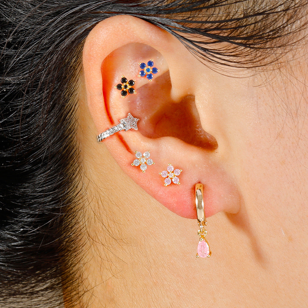 Boucles d'oreilles Micro-incrustées de zircons, cristaux colorés en forme de goutte