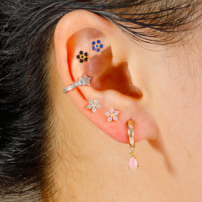 Boucles d'oreilles Micro-incrustées de zircons, cristaux colorés en forme de goutte