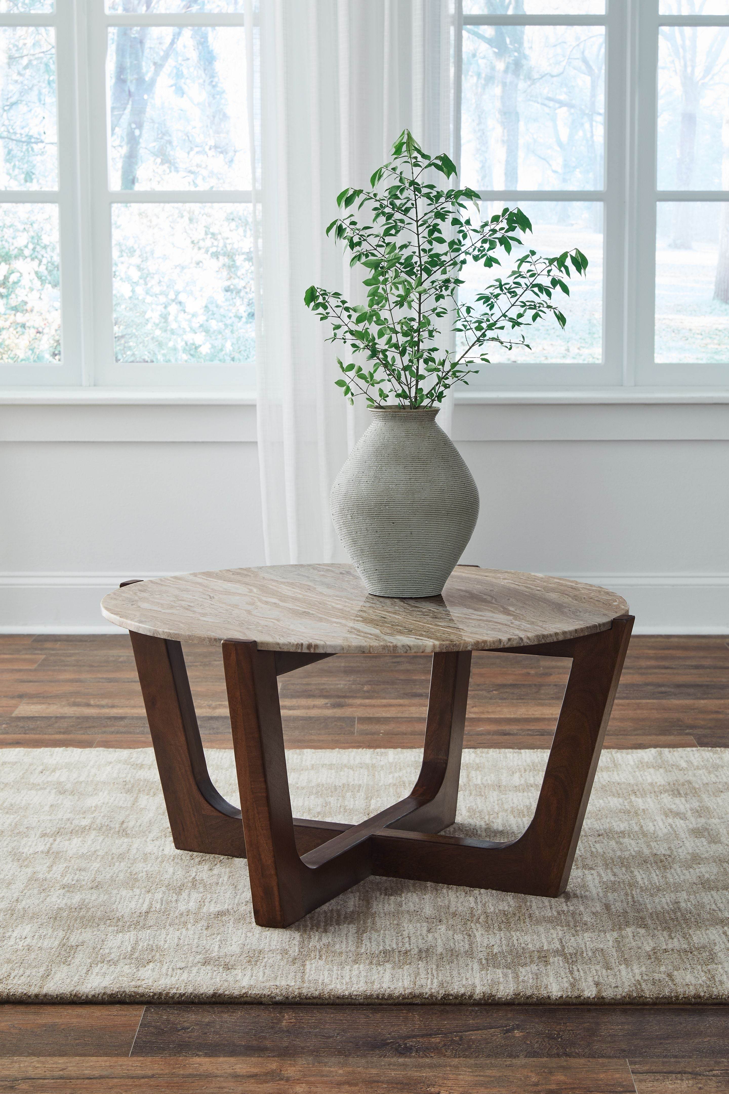 Tanidore - Round Cocktail Table - Warm Brown-1