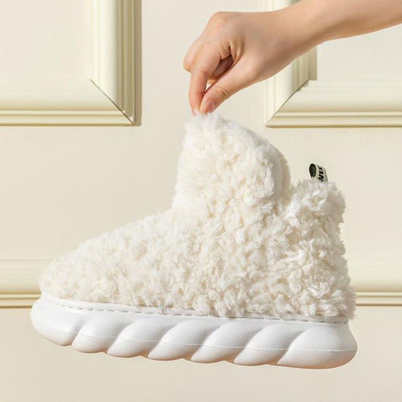 Paquete de invierno Zapatillas de algodón con tacón, impermeables, para usar en casa, interiores y exteriores, bonitas, de caña alta