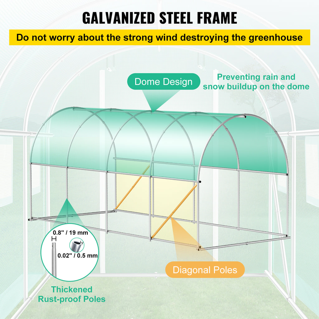 Walk-in Tunnel Greenhouse, 15 X 7 X 7 Ft Portable Plant Hot House
