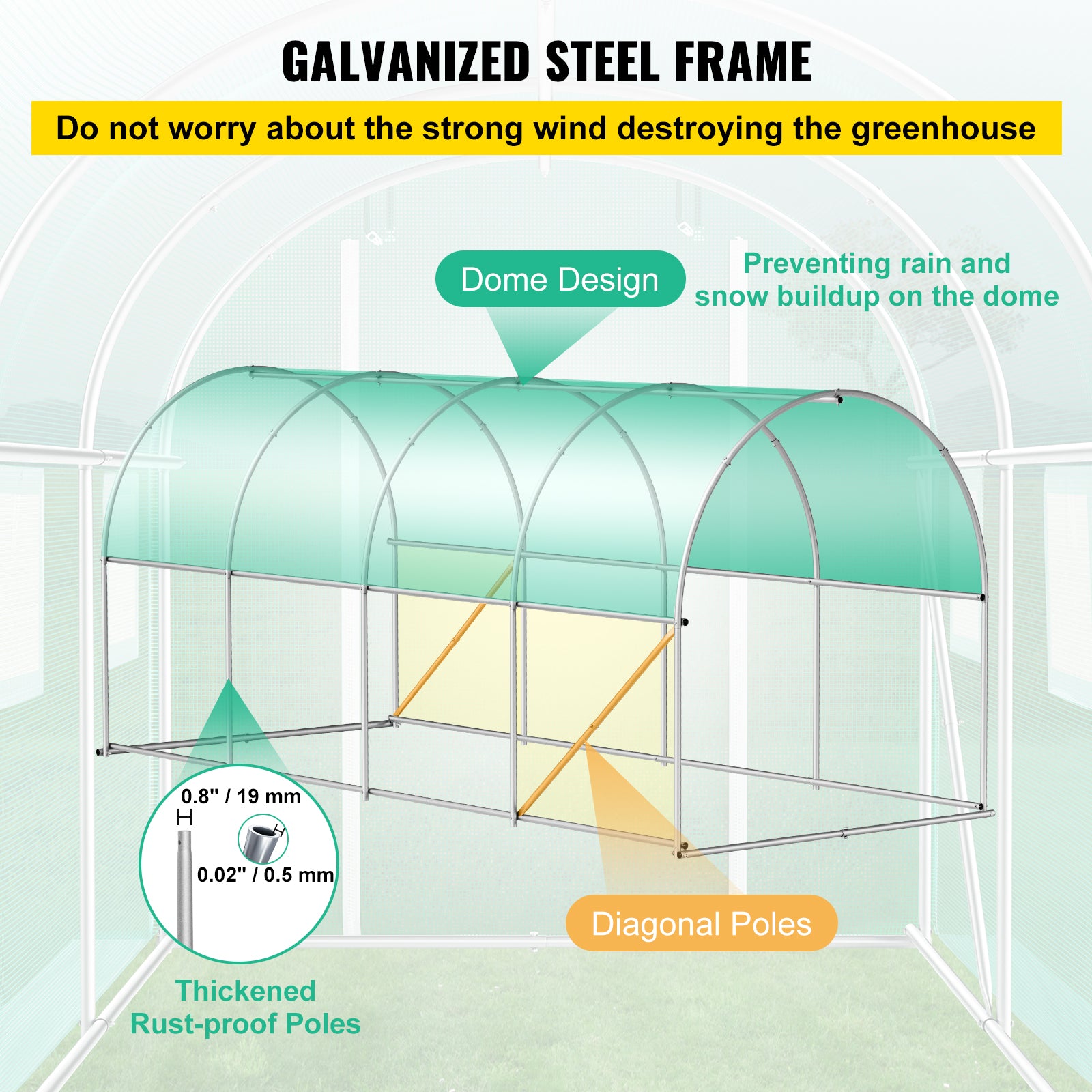 Walk-in Tunnel Greenhouse, 15 X 7 X 7 Ft Portable Plant Hot House