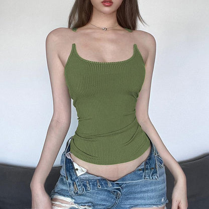 Débardeur invisible Y2K, gilet, mode, coupe ajustée, col en U, haut, vêtements d'été pour femmes