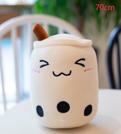 Peluche Boisson Fruitée Mignonne en Forme de Fraise Lait Thé Peluche Jouet Tasse à Thé Boba Oreiller Coussin Thé aux Perles Cadeau pour Enfants