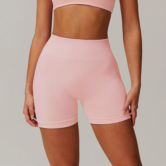 Pantalones cortos de yoga sin costuras de cintura alta para fitness y correr