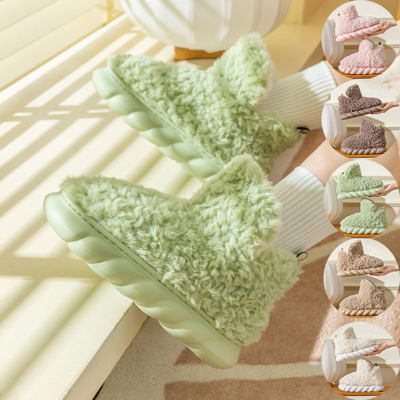 Paquete de invierno Zapatillas de algodón con tacón, impermeables, para usar en casa, interiores y exteriores, bonitas, de caña alta