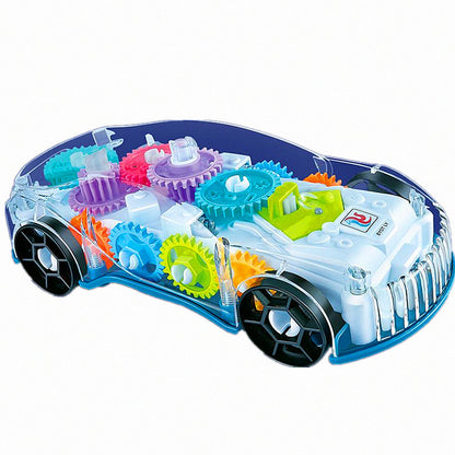 Voiture Miniature Électrique Transparente Musicale avec Engrenages Apparents