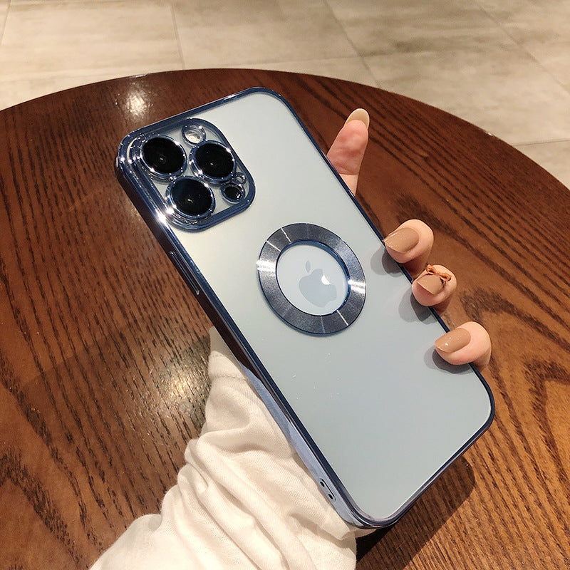 Funda de teléfono con protector de cámara. Funda de teléfono con electrochapado avanzado integrado con protector de lente para iPhone 12 13promax Simple 11 Suave