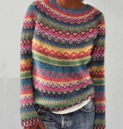 Pull Col Rond Ample et Élégant à Manches Longues – Vente Flash
