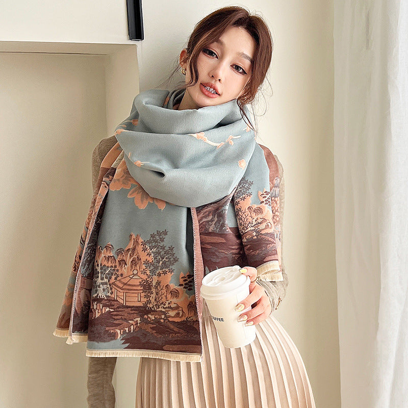 Vintage Plum Scarf Women's Artificial Cashmere