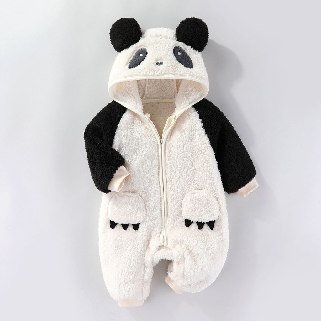 Vêtements d'automne et d'hiver pour bébés Combinaison épaisse et chaude à manches longues doublée polaire