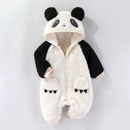 Vêtements d'automne et d'hiver pour bébés Combinaison épaisse et chaude à manches longues doublée polaire