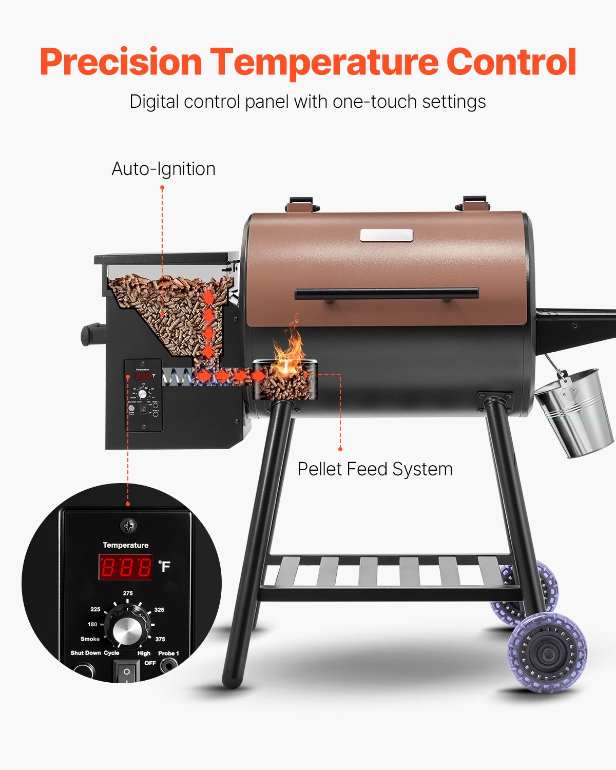 Parrilla de pellets de madera Ahumador Parrillas eléctricas para barbacoa al aire libre