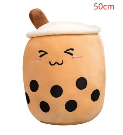 Peluche Boisson Fruitée Mignonne en Forme de Fraise Lait Thé Peluche Jouet Tasse à Thé Boba Oreiller Coussin Thé aux Perles Cadeau pour Enfants