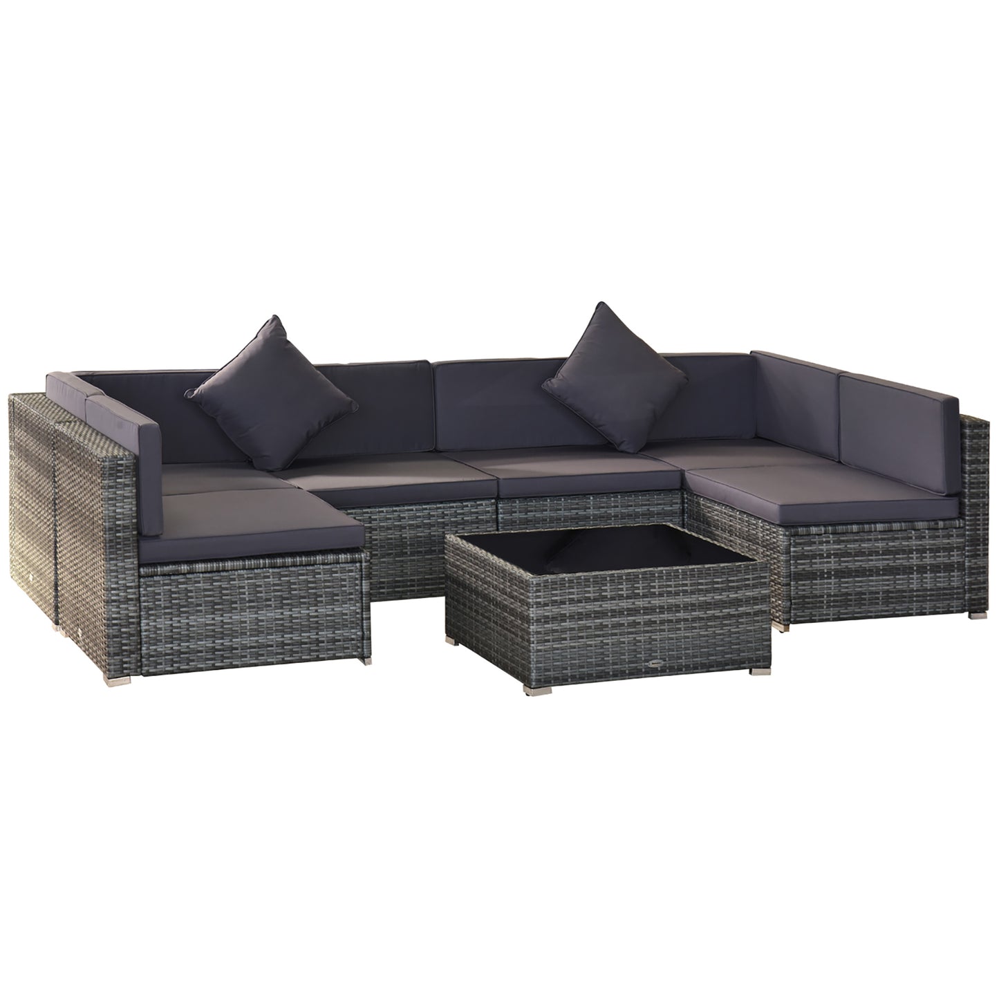 7 Piece Wicker Patio Furniture For Backyard Outdoor Sectional Sofa