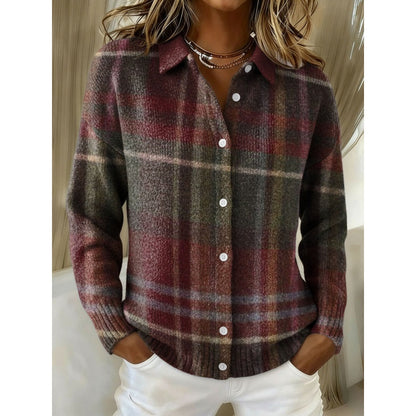 Haut cardigan à revers de chemise pour femme de couleur unie