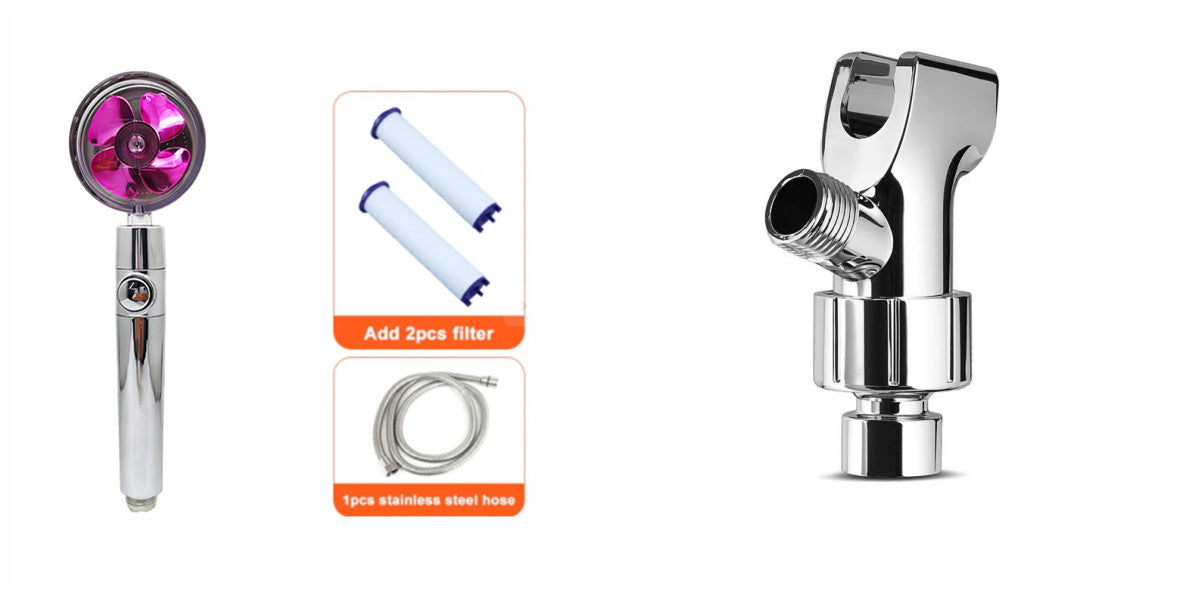 Cabezal de Ducha con Ahorro de Agua, Flujo Giratorio 360 Grados con Pequeño Ventilador, Boquilla Rociadora de Alta Presión de Lluvia de ABS, Accesorios de Baño