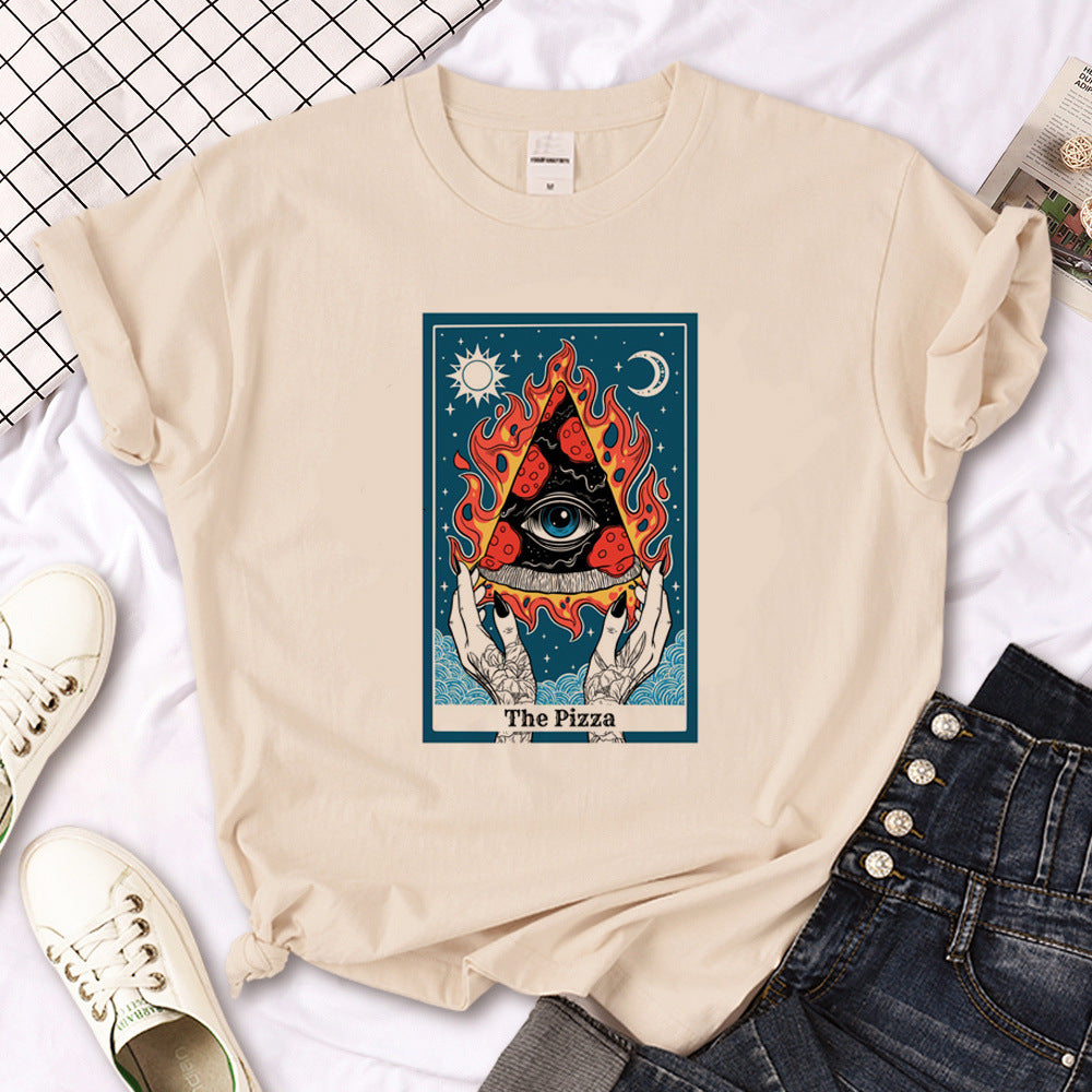 Camiseta de sol gótico de triple luna de bruja para mujer Y2K Des