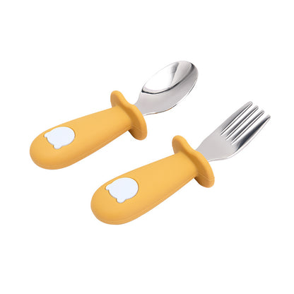 Cuillère Bébé en Silicone Ours de Dessin Animé Vaisselle pour Enfants