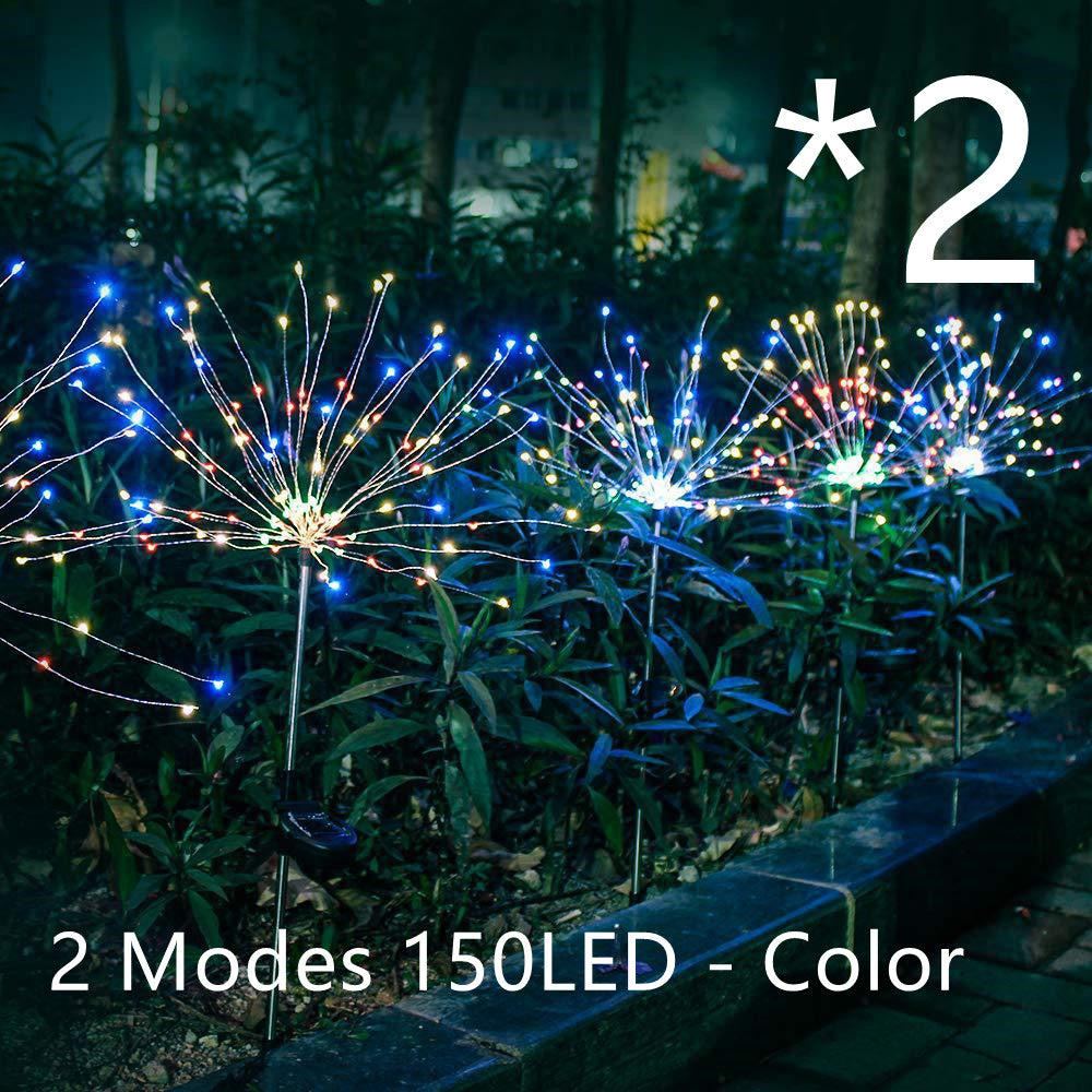 Nueva Púa de Tierra Luz Solar Fuegos Artificiales Luz LED Cadena de Alambre de Cobre Decoración de Jardín Exterior Luces de Estrella Luces de Navidad